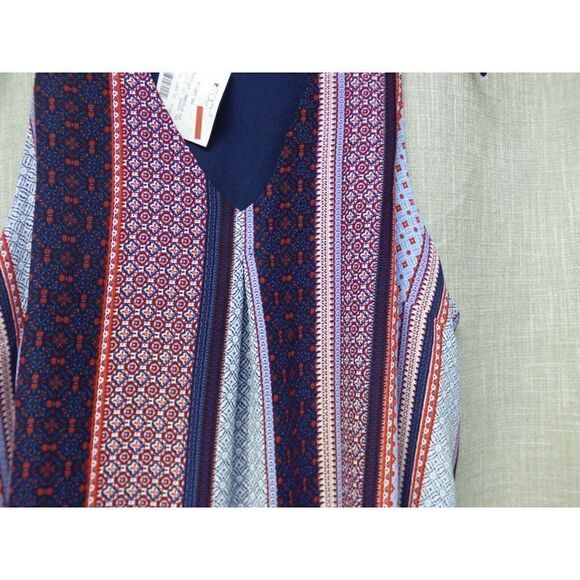 Monteau Trendy Plus Size Layered-Look Printed Top, Red/Blue, 3X - Picture 5 of 9